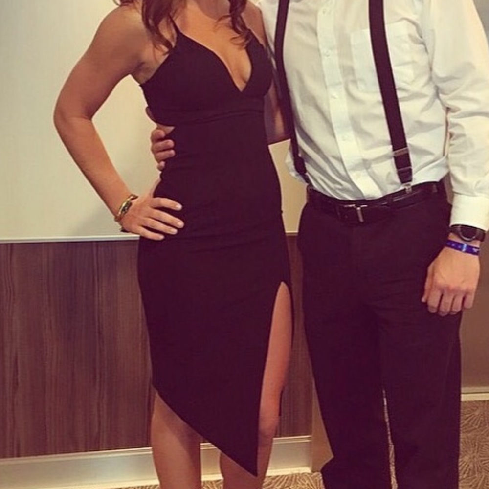 Pepper Mayo Black Slit Dress - Worn Twice -Size 8